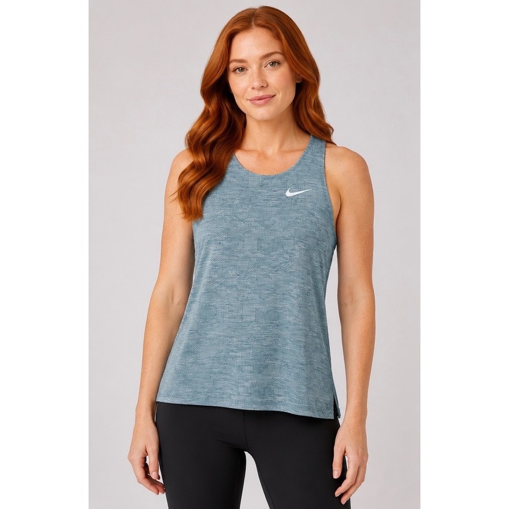 Nike Dri-FIT Womens Blue Geometric Racerback Running Training Tank Top Small